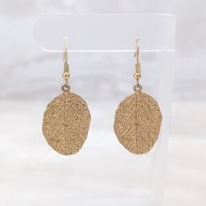 Vintage Dangle Earrings Hook Dangle with Gold Tone Leaves - Hung Backwards?